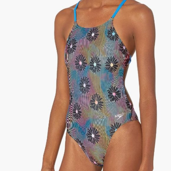 Speedo Women's Swimsuit One Piece Endurance Turnz Tie Back Printed SIZE 6/32 - Picture 1 of 3